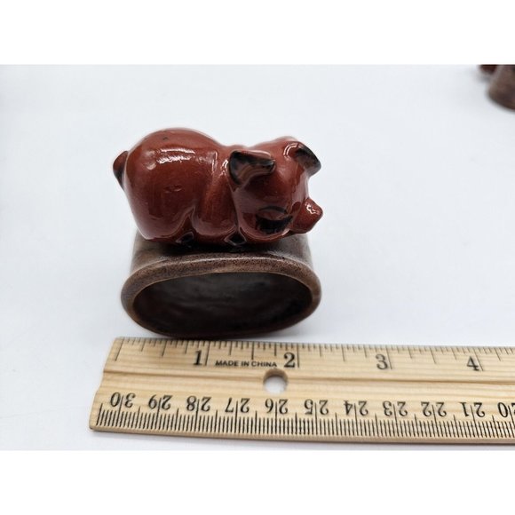 Unique Clay Pottery Pig Napkin Holders Lot Of 4 Country Farmhouse - Picture 6 of 10